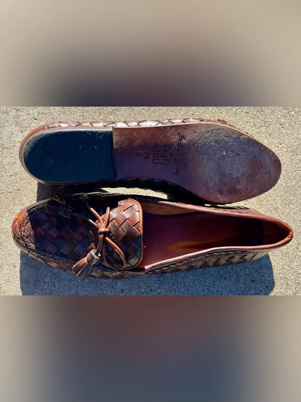 Women’s Sesto Meucci Brown Woven Leather Loafers